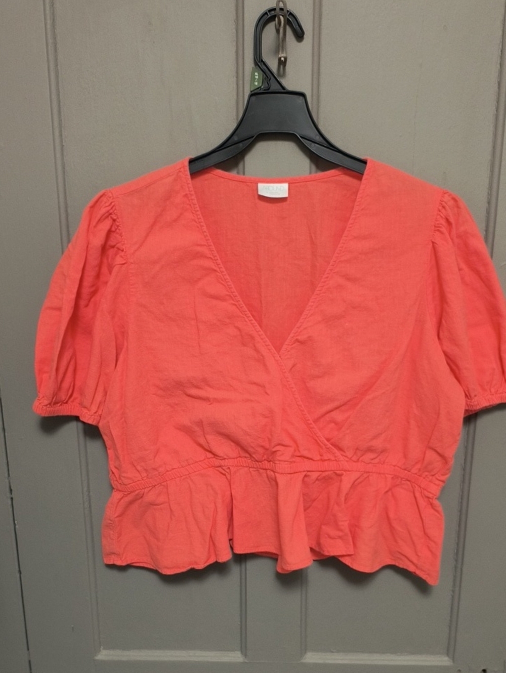 Abound Coral Peplum V-Neck Short Sleeve Top